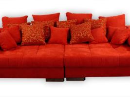 Bamboo sofa | Kanapé piros szövet huzattal